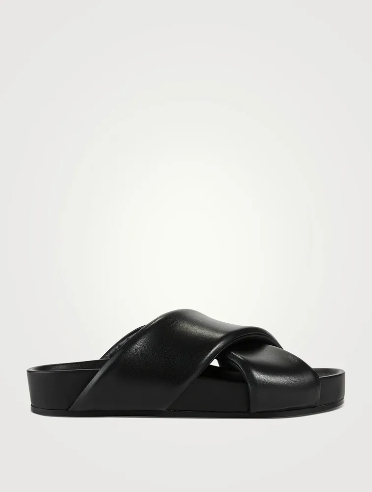 Leather Plonge Padded Slides