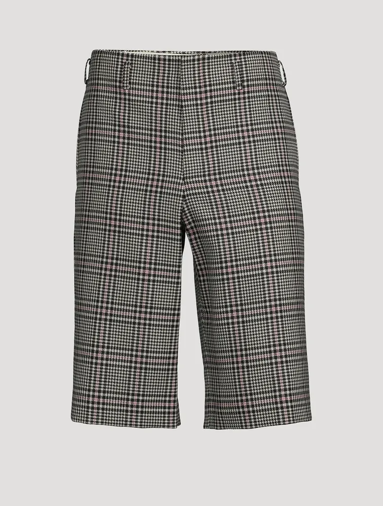 Wool Plaid Checked Shorts