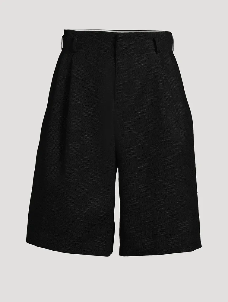 Wool And Silk Check Shorts