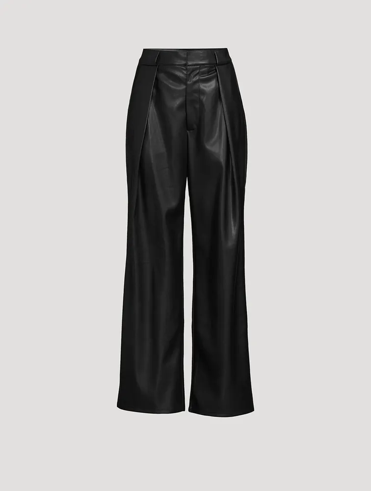 Tunnel Vision High-Waisted Pleated Faux Leather Pants