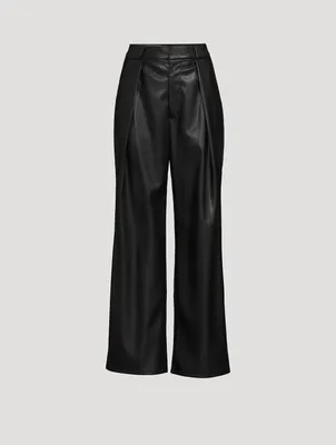 Tunnel Vision High-Waisted Pleated Faux Leather Pants
