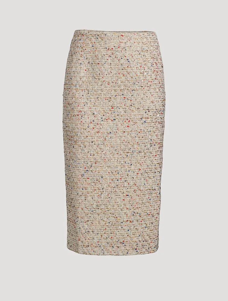 Sequin Tweed Pencil Skirt