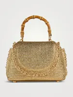 Mini Ozzy Metallic Raffia Top Handle Bag