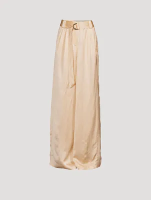 Wonderland Wide-Leg Satin Trousers