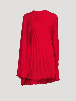 Plissé Silk Georgette Mini Dress