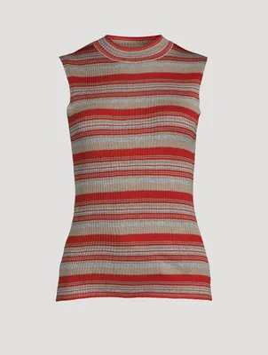 Striped Silk Knit Shell