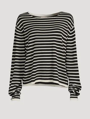 The Casey Silk Top Stripe Print