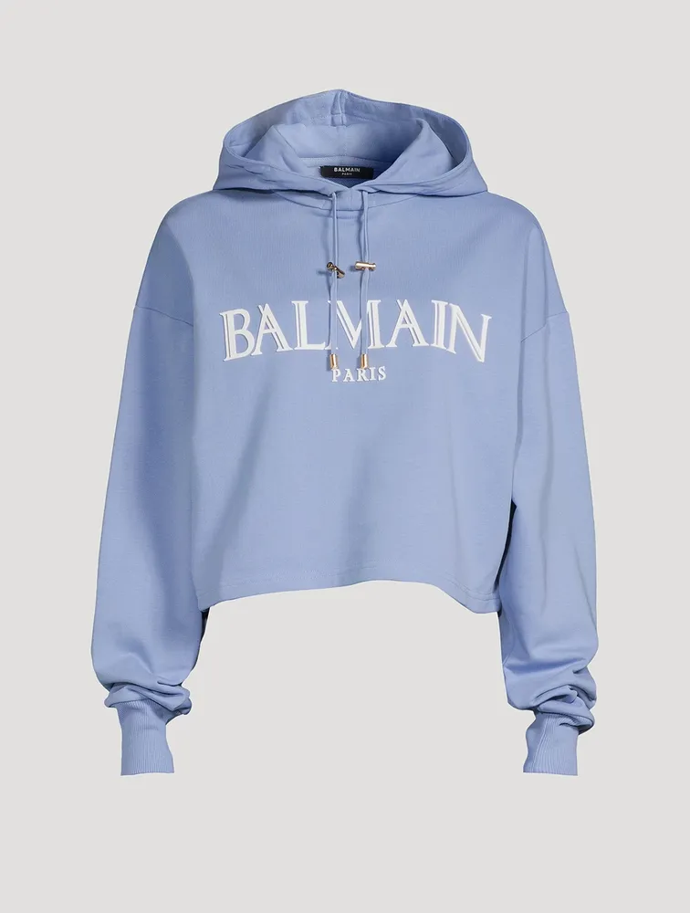 Roman Rubber Logo Cropped Hoodie