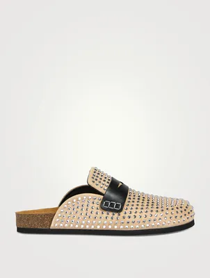 Crystal Suede Loafer Mules