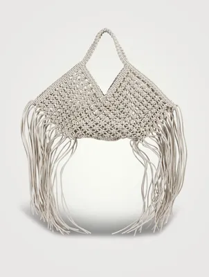 Small Woven Vegan Leather Basket Bag
