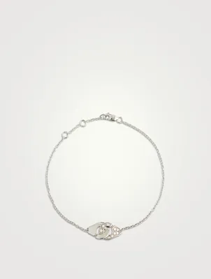 Menottes R8 18K White Gold Chain Bracelet With Half Pavé Diamonds