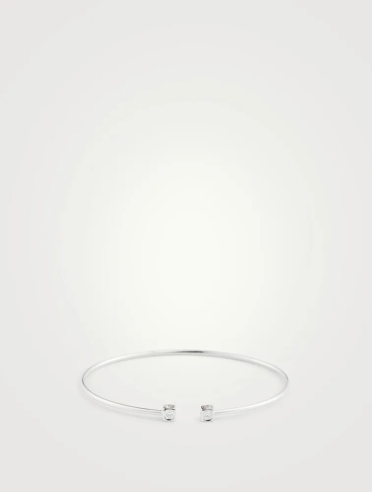 Small Le Cube Diamant 18K White Gold Flex Bracelet With Diamonds