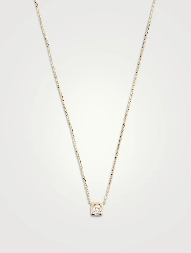 Medium Le Cube Diamant 18K Gold Necklace With Diamond