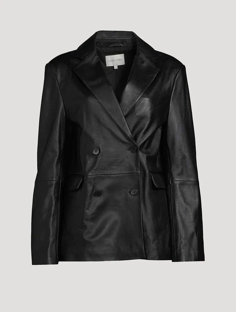 Davao Double-Breasted Leather Blazer