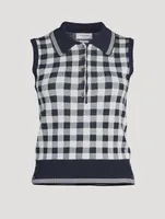 Gingham Jacquard Silk Polo Shirt