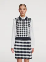 Gingham Jacquard Silk Polo Shirt