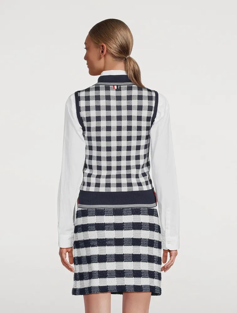 Gingham Jacquard Silk Polo Shirt