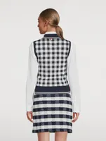 Gingham Jacquard Silk Polo Shirt