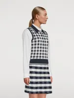 Gingham Jacquard Silk Polo Shirt