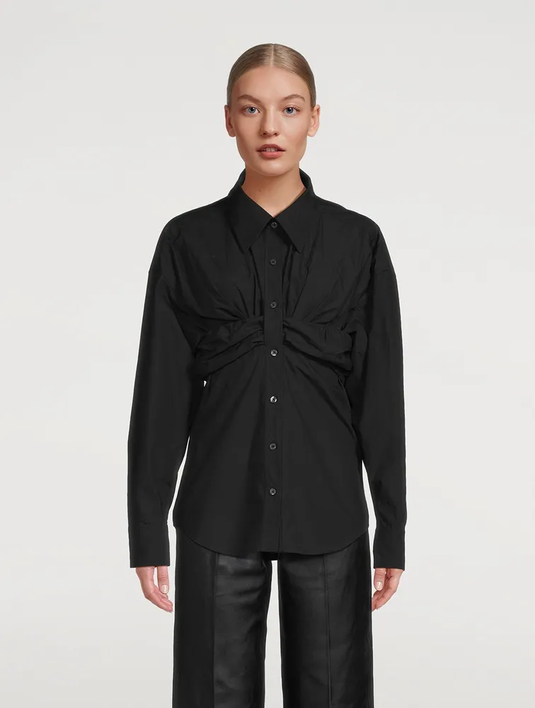 Ruched Bandeau Overlay Open Front Shirt