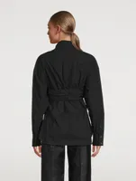 Ruched Bandeau Overlay Open Front Shirt