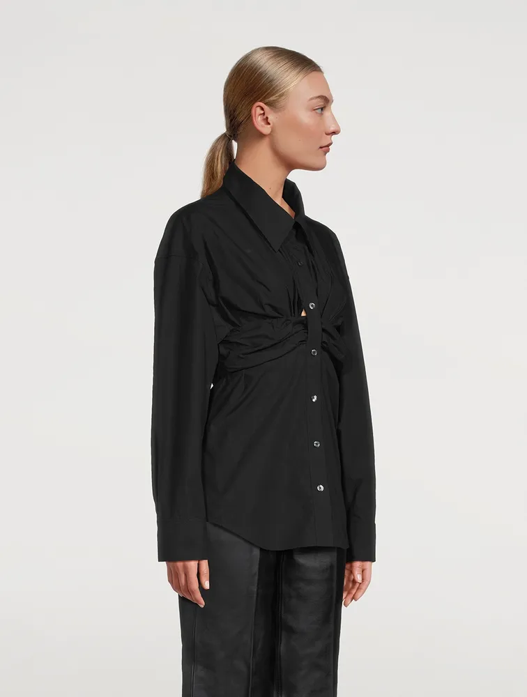 Ruched Bandeau Overlay Open Front Shirt