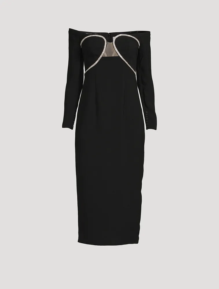Off-Shoulder Heavy Midi Dress