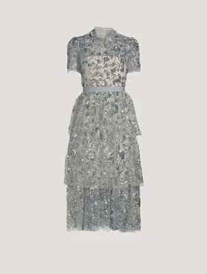 Sequinned Tiered Midi Dress