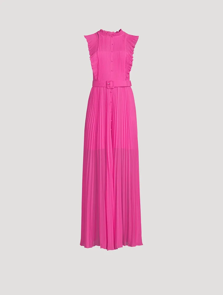 Chiffon Sleeveless Ruffle Long Dress