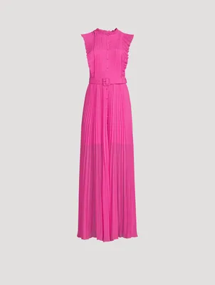 Chiffon Sleeveless Ruffle Long Dress