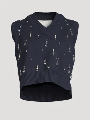 Drip Embellished Chunky Rib Vest