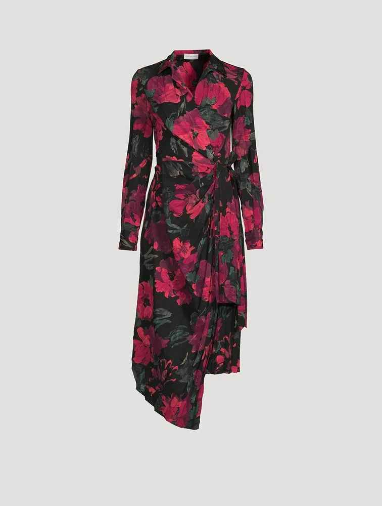 Dinta Wrap Dress Camellias Print