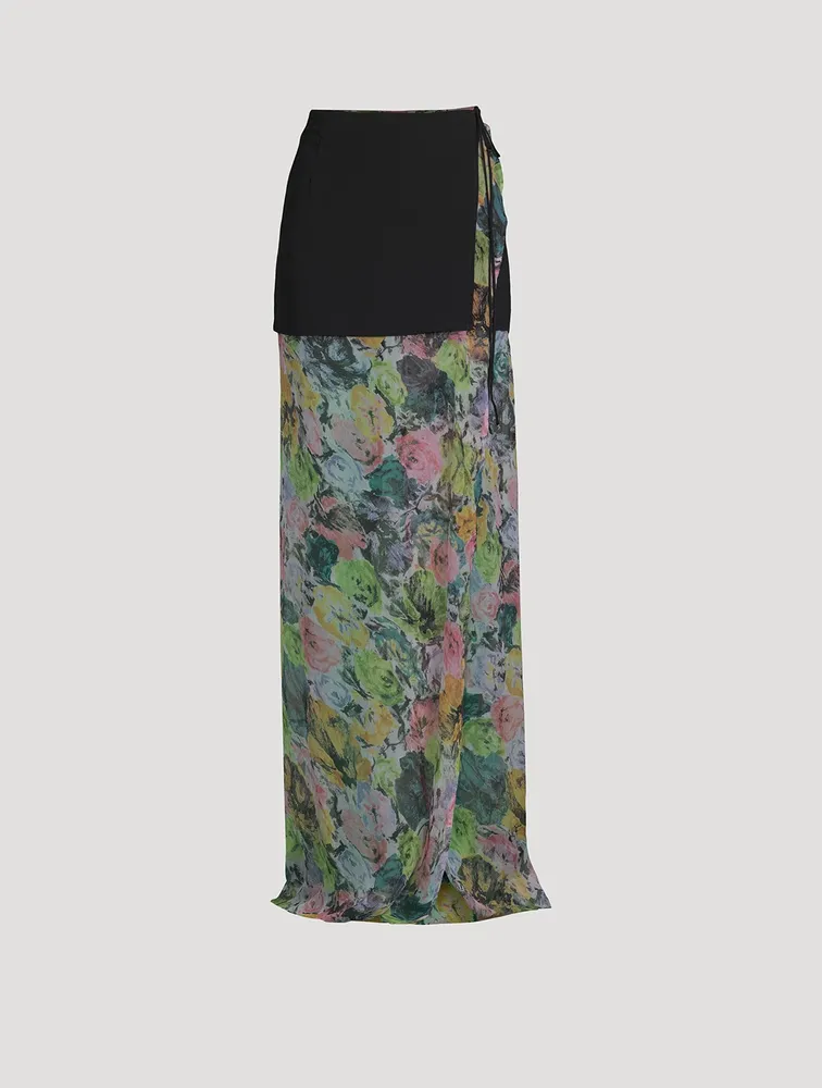 Silene Silk Maxi Skirt Floral Print