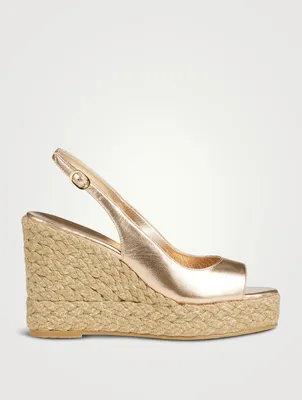 Island Metallic Leather Espadrille Slingback Pumps