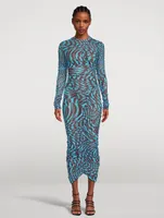 Mesh Midi Dress Star Print