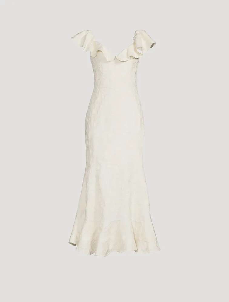 Izote Ruffled Linen Maxi Dress