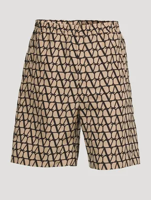 Silk Faille Shorts Toile Iconographe Print