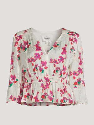 Edon Peplum Top Floral Print