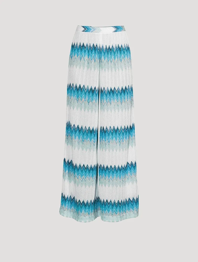 Wide-Leg Pants Wavy Chevron