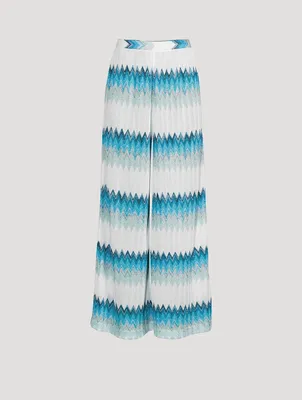 Wide-Leg Pants Wavy Chevron