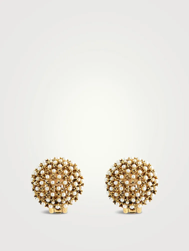Faux Pearl Dome Clip-On Earrings