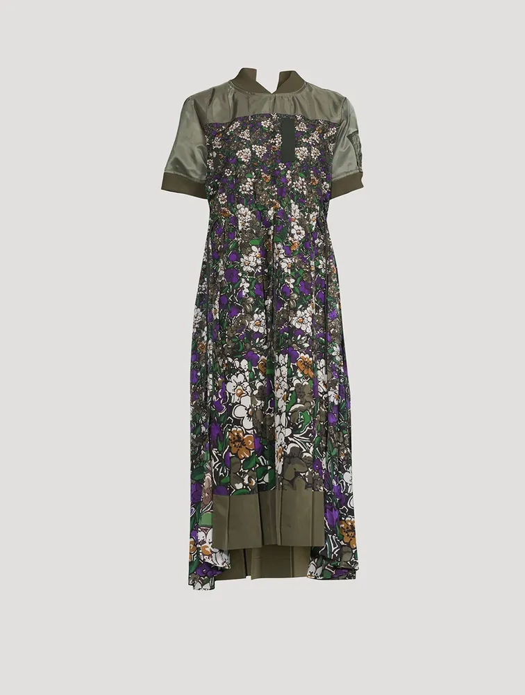 Nylon Bomber Dress Floral Print