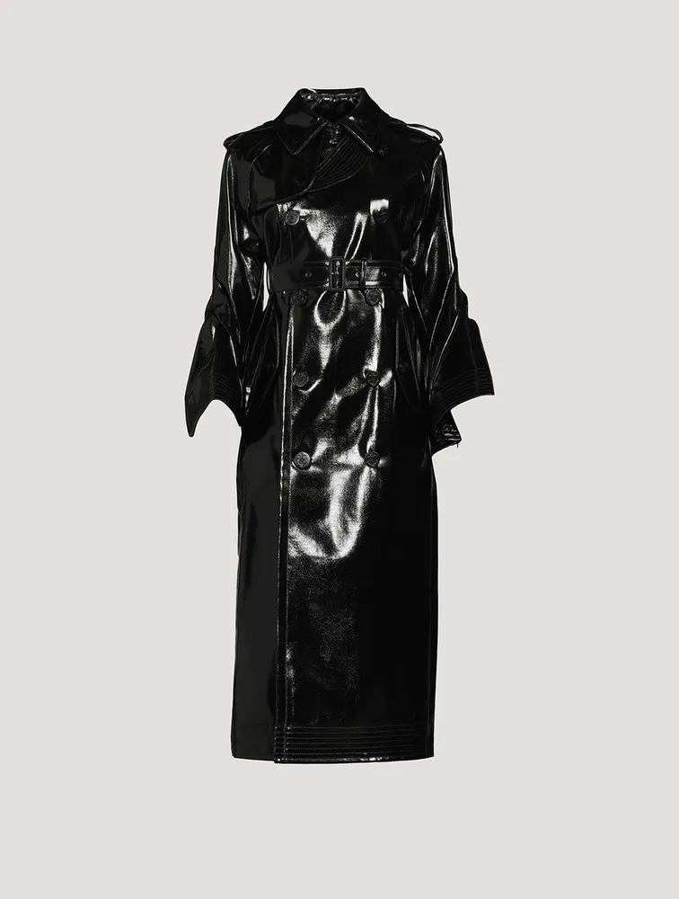 Bell-Sleeve Patent Trench Coat