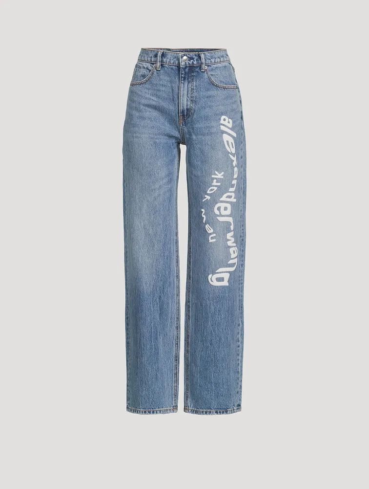 Mid-Rise Relaxed Straight-Leg Jeans With Logo