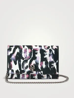 Small Skull Leather Bag In Watercolour Graffiti Print