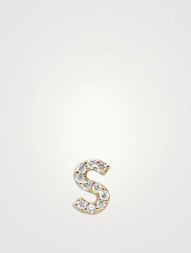 Love Letter Pavé Initial S Stud With Diamonds