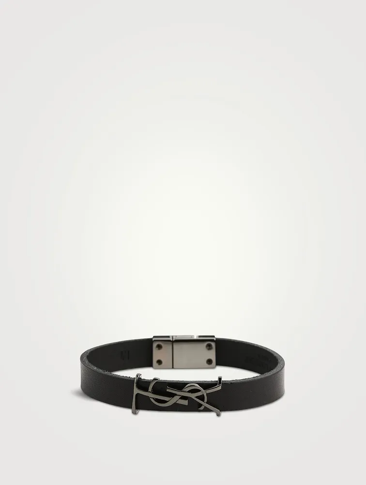 YSL Monogram Leather Strap Bracelet
