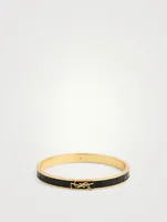 YSL Monogram Lizard-Embossed Leather Bangle Bracelet
