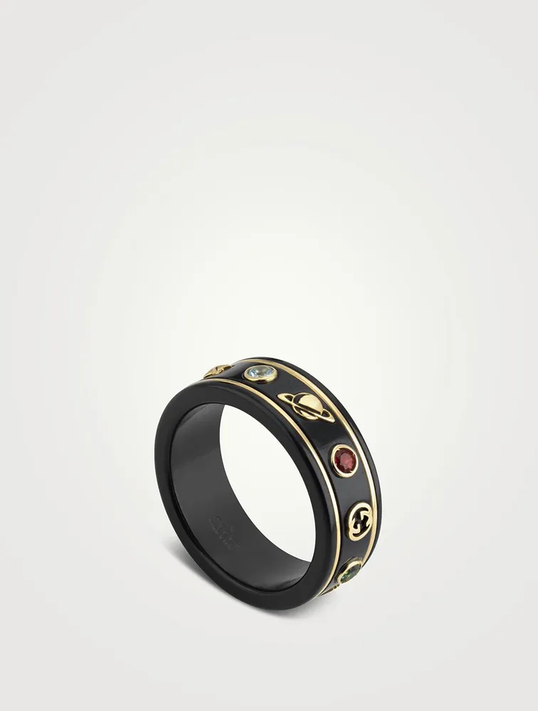 Saturn Icon Thin Band Ring