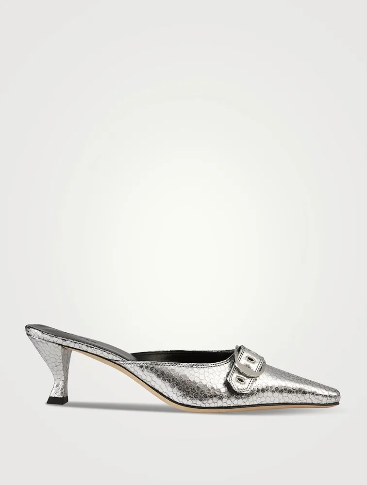 Evelyn Metallic Leather Mules